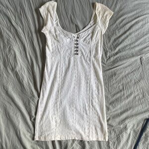 Free People White Eyelet Mini Dress with Hooks